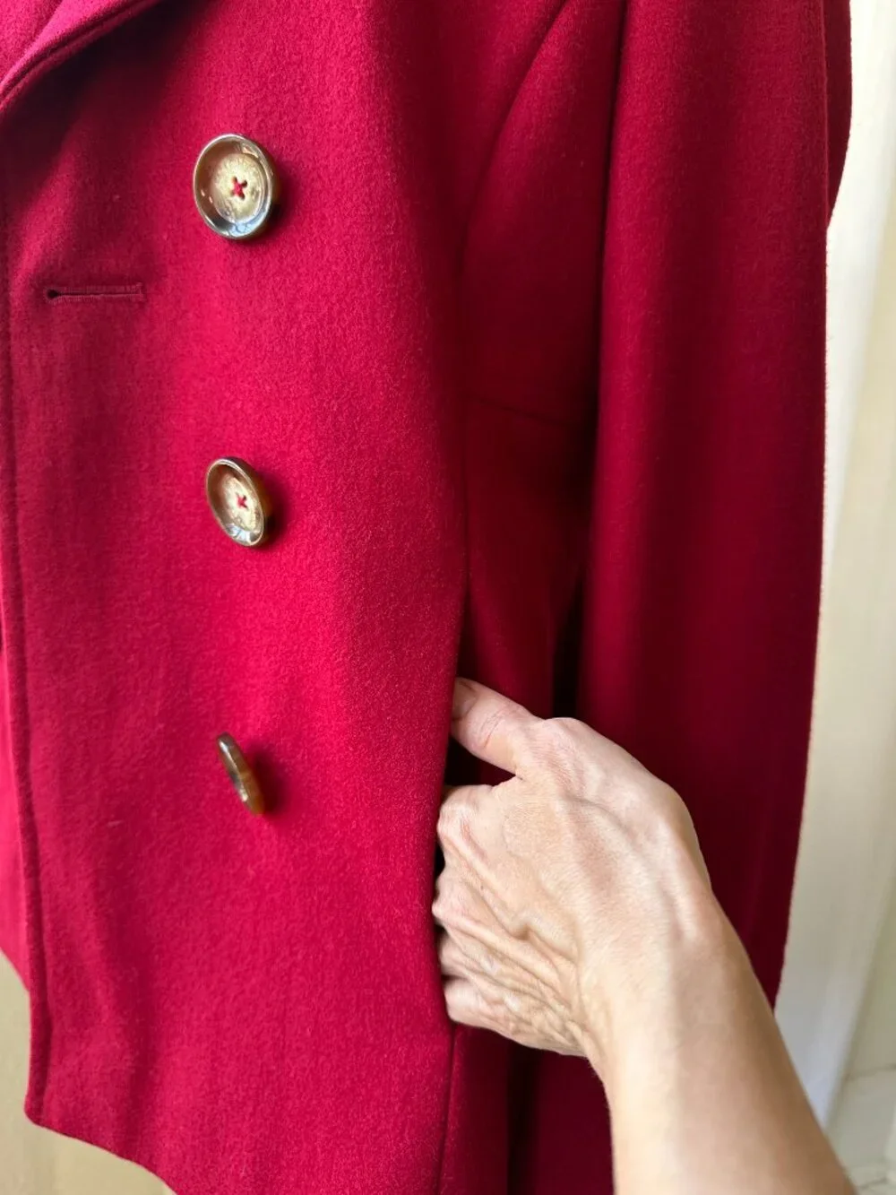 Michael Kors Red Wool Blend Double Breasted Peacoat Women’s S